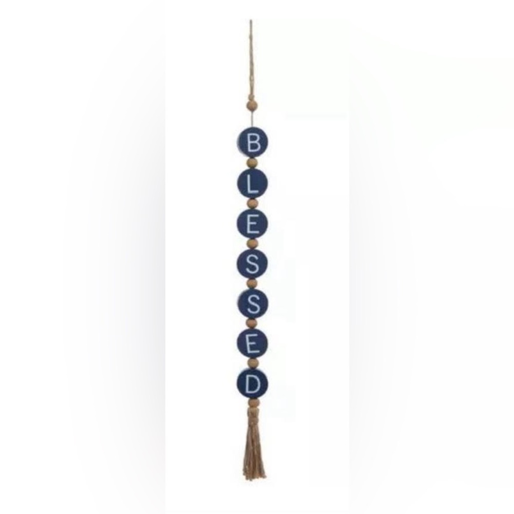 Blue and Brown Beaded Wall Hanging